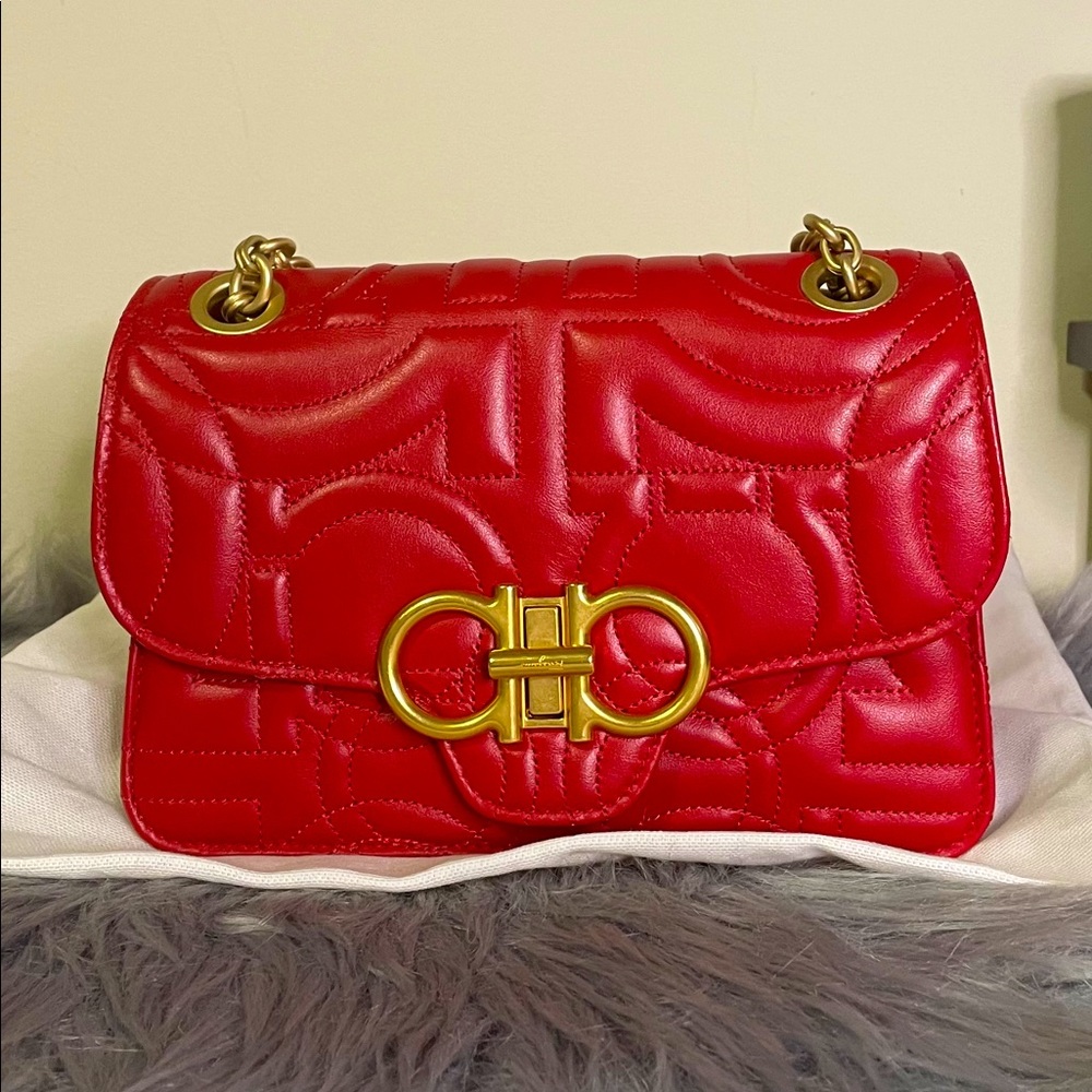Salvatore Ferragamo Quilted Gancini Red